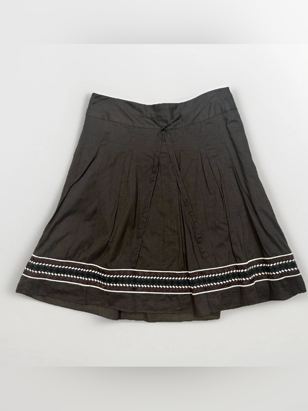 NEW Ann Taylor Skirt Women Sz 6 Embroidered A-line Tie Waist 100% Cotton Boho